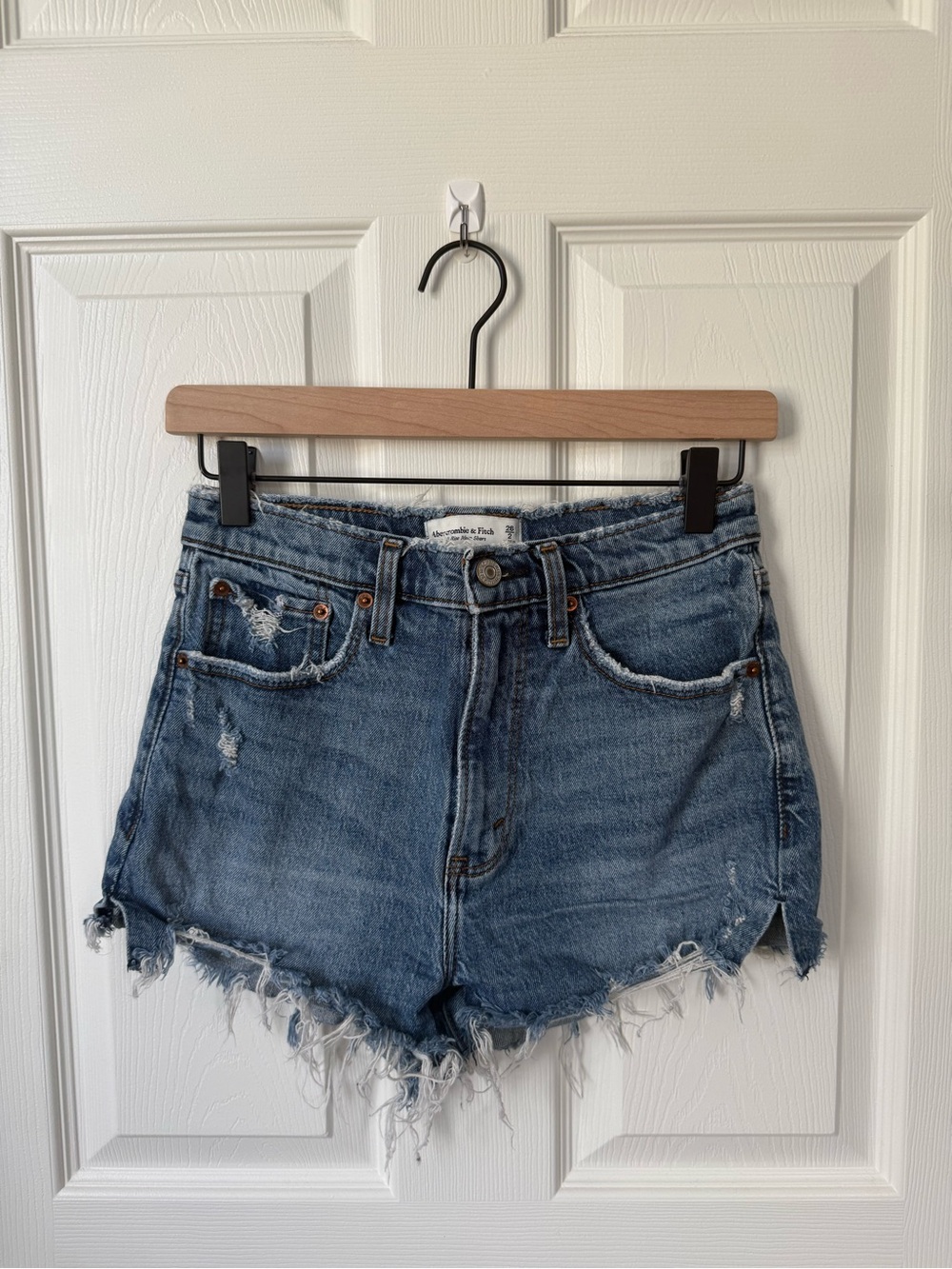 Abercrombie & Fitch Medium Blue Distressed Denim Cutoff Shorts